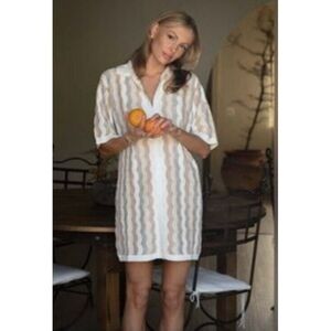 Yellow The Label Felix Knit Short Sleeved Shirt Dress Tropic S/M‎